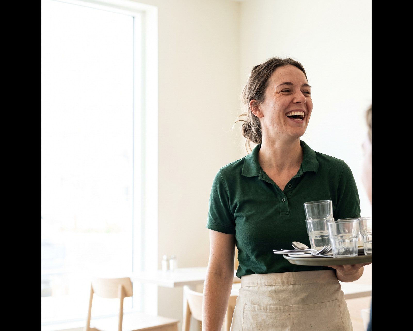 Servicekraft im Restaurant des Biohotels Sturm